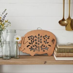 Vintage Copper Pig Trivet | Old Dutch International 1999 | Cast Iron Backing